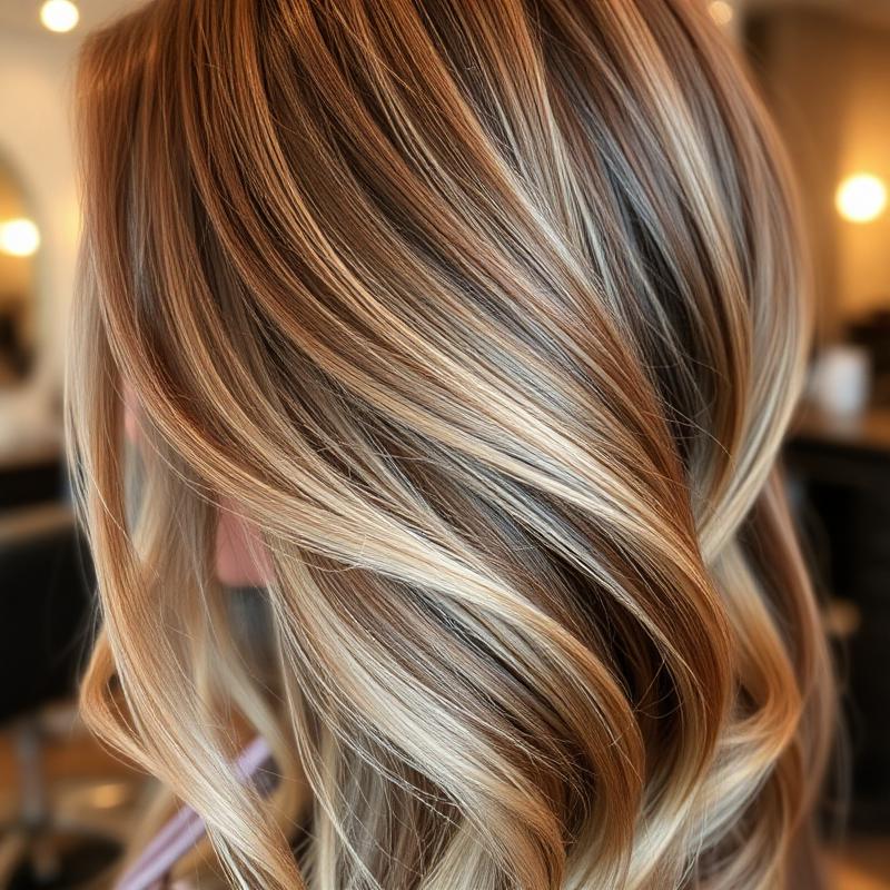 Balayage in warmen Karamelltönen